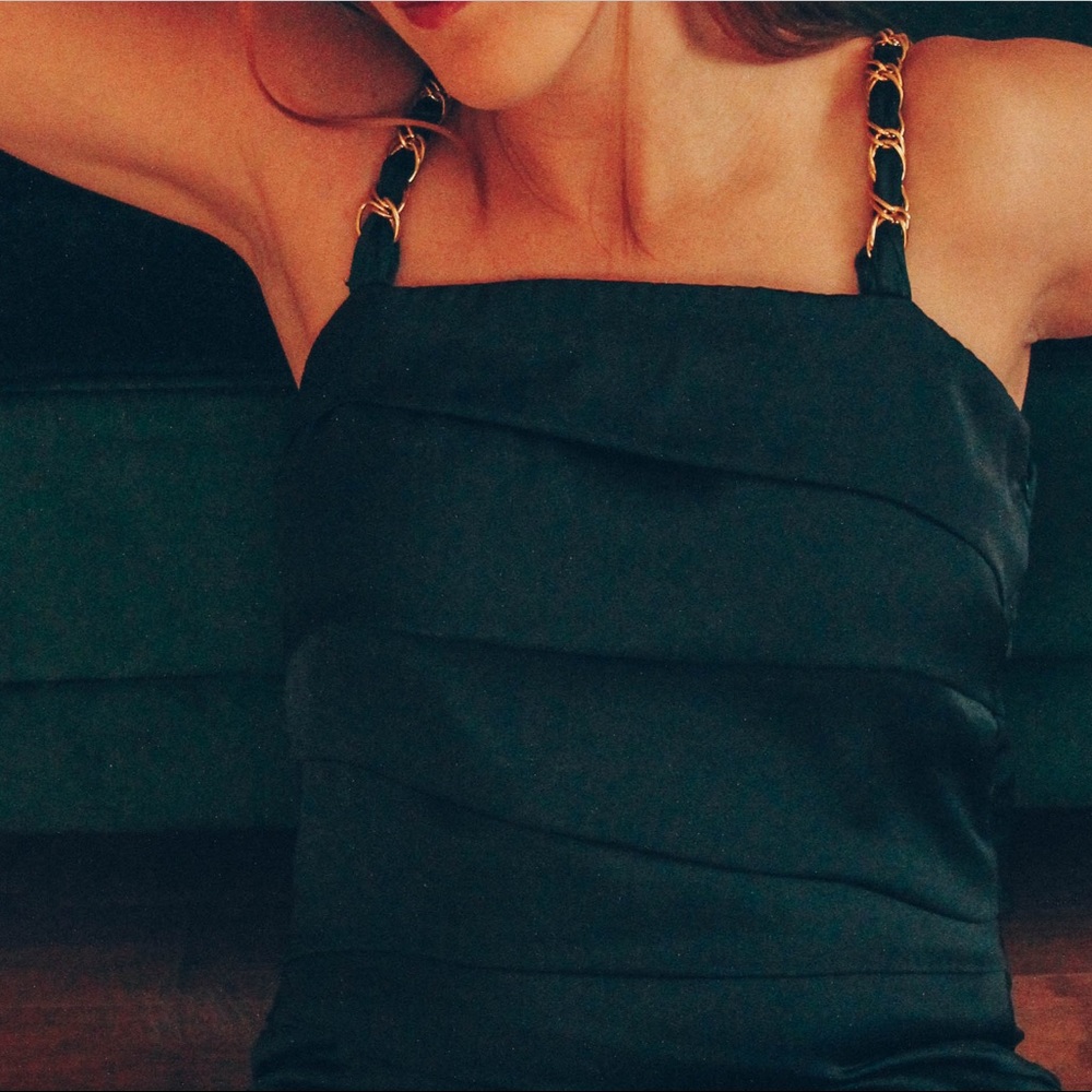 Green Mini Dress with Chain Straps